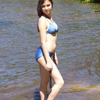 Hottie briana hangs out in her bikini by the lake fanning herself cuz you know its hot