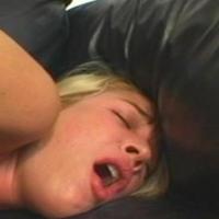 Blonde in white lingerie getting pounded by black guy