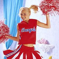 Sexy blonde cheerleader with pompoms