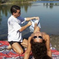 Watch this chick get double teamed at the lake
