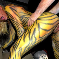 check out these amazing fucking animal movies of Courney get pounded in these hot body paint and bikini movies