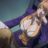 Busty anime slut with huge fucking tits gets her cunt licked