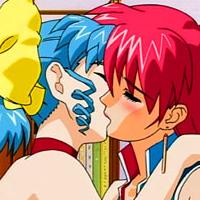 Two horny lesbian anime trying out lesbian sex for the first time