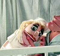 Retro puppet nurse giving blowjob