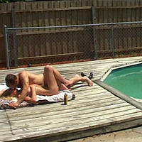Horny lovers were caught on cam when fucking near their swimming pool.