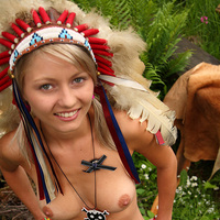 Hot blond teen teasing in her indian outfit
