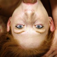 Red headed slut sucks and swallows spunk