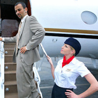 2 amazing smoking hot mini skirt lear jet hostesses get fucked hard after flirting in these hot 3some pussy licking in flight fu