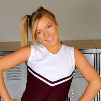 Young blonde cheerleader Ally Kay loves sucking long monster dick