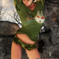 Amazing 3D emo girl Kimmy teasing us with her camouflage costume