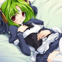 Green haired hentai chick riding a huge dick