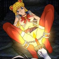 Big titted blonde anime bitch licking a huge pair of balls