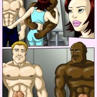 Busty redheaded comics honey sucking a black cock while getting pussy slammed