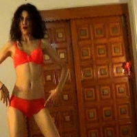 Slim girl standing naked infront of  webcam