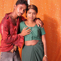 Young indian couple seducing in front of camera