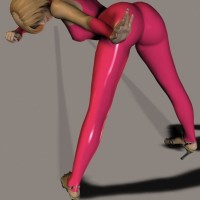 Pink plastic pvc bodysuit in 3d!