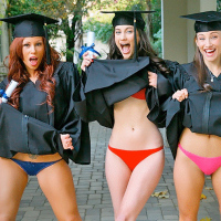 3 super hot college babes fuck their hot pussies after graduating  big 3 minute movie