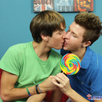 Nathan gets a huge juicy lollipop that he says is an orgasm with every lick!