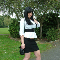 Saucy Nicola loves to show off her high heels outdoors