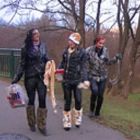 Three very crazy lesbian hotties on a large bridge