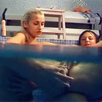 Two very horny teenagers pussy licking in the pool