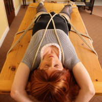 Tgirl Lucimay gets tied to a table so you can admire her