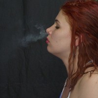 redhead bikini smoking babe