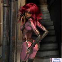 3D scifi redhead