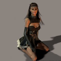 Maids black stockings and underwear in 3d