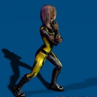 Blonde teen in a beesting pvc suit (3d!)