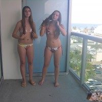 Two Amateur Teens Stripping On Hotel Balcony
