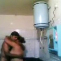 Sexy bhabhi looses her clothing and sucks on her husband's big penis in the bathroom. Soon they were having a hardcore fuck with her bending over for a standing doggystyle sex position.