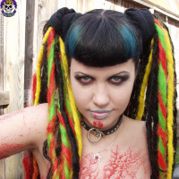 Beautiful tattooed trick or treat goth girl